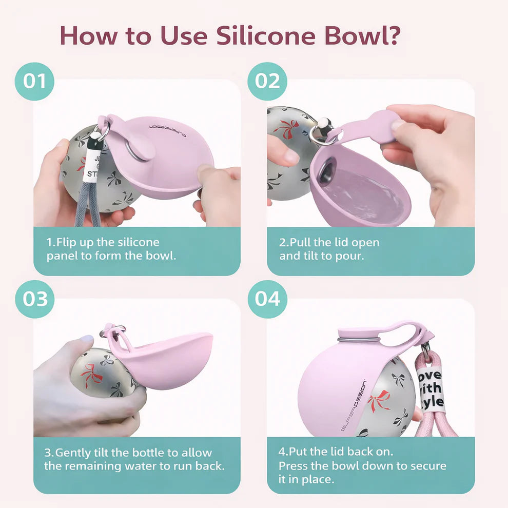 2-in-1 pet water bottle and bowl