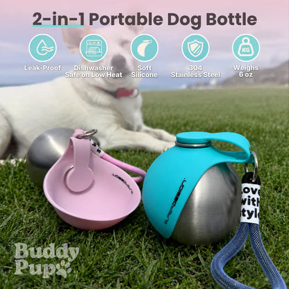 2-in-1 pet water bottle and bowl