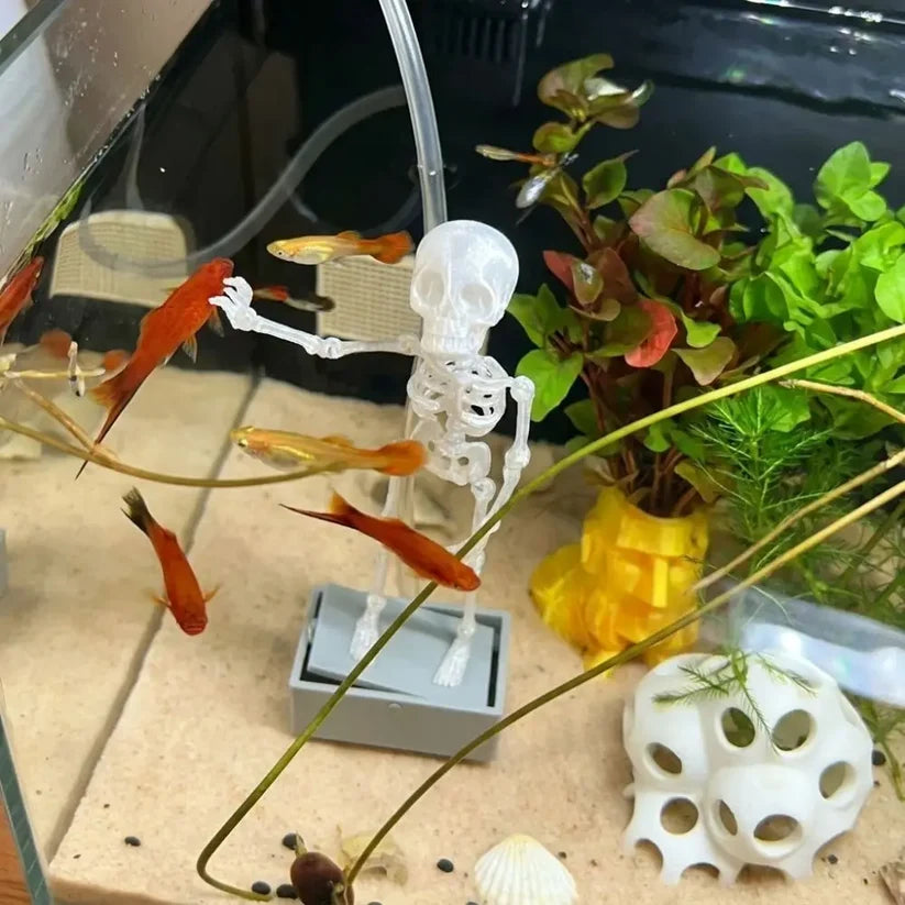 3D Printed Dancing Skeleton Aquarium Bubbler Plastic.