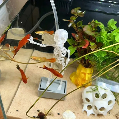 3D Printed Dancing Skeleton Aquarium Bubbler Plastic.