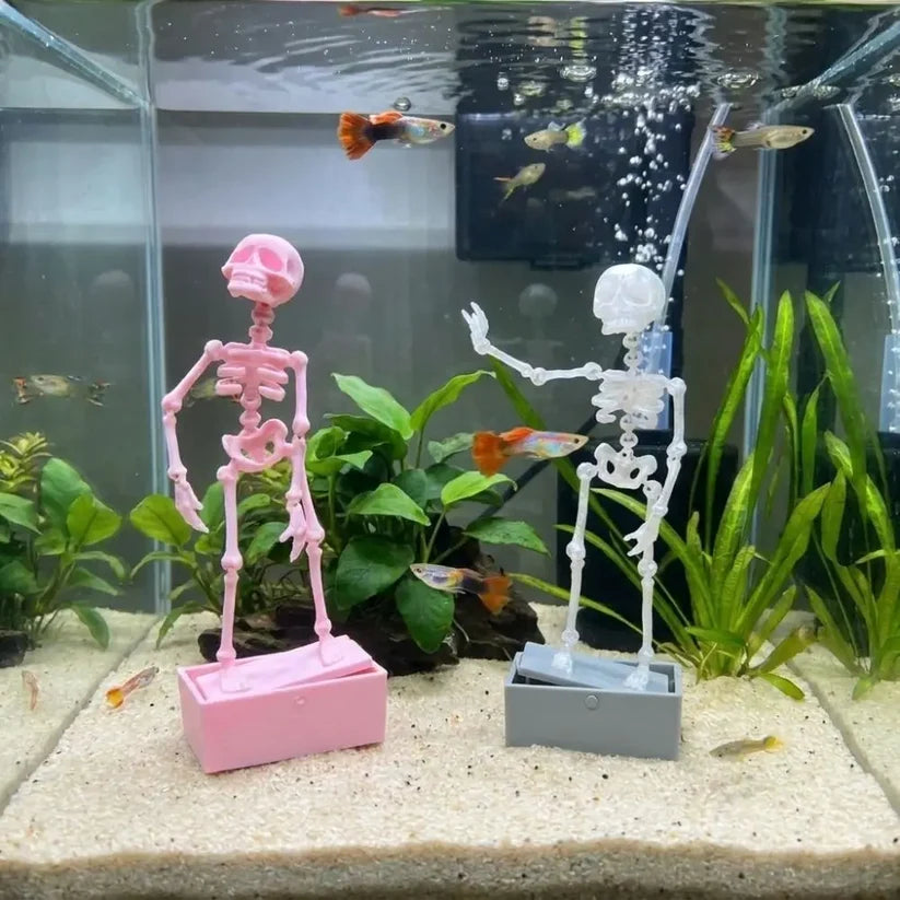3D Printed Dancing Skeleton Aquarium Bubbler Plastic.