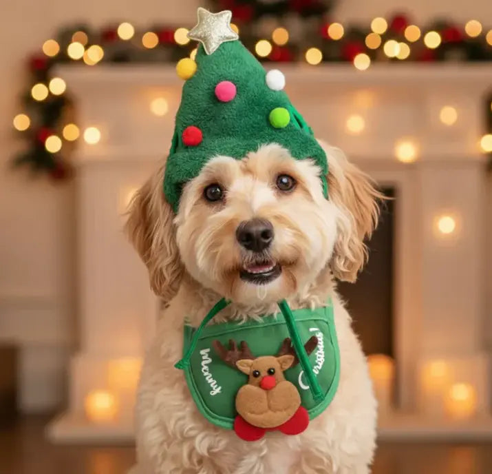 Christmas Cute Hat and Towel For Pets