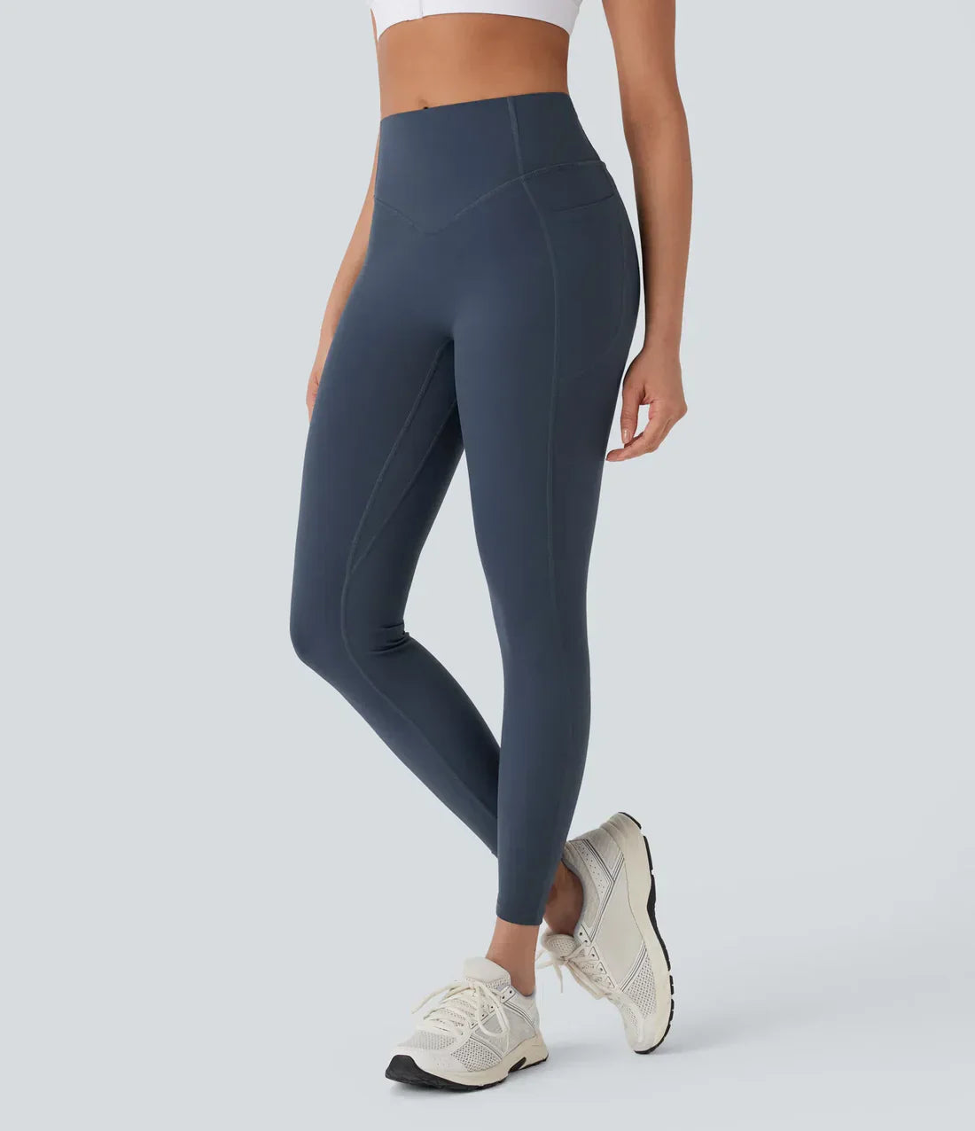 Butt Lifting Leggings for Women in stylish navy blue color, providing tummy control and a flattering silhouette for workouts.
